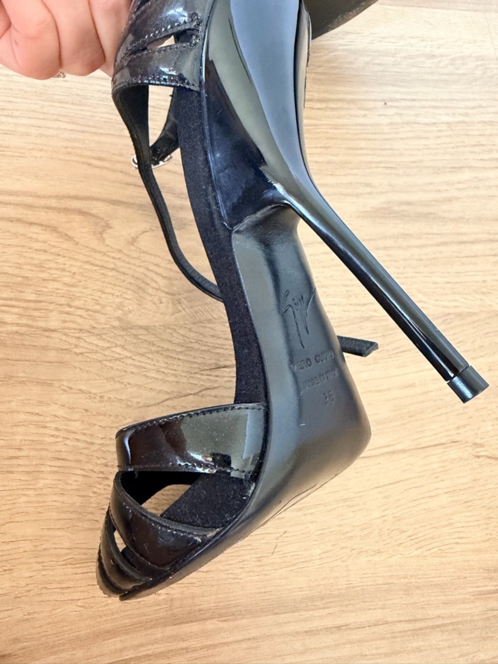 Giuseppe Zanotti Black Patent Leather Strappy Stiletto Heels - Picture 6 of 6